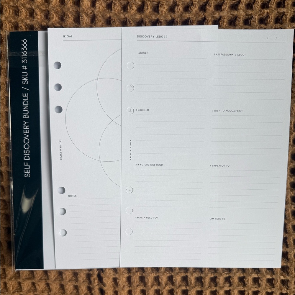 Cloth & Paper Planner Inserts | Self Discovery Bundle A5